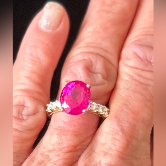 24 hour SALE!!!🩷6 carat lab grown pink sapphire diamond set in 14K Yellow Gold🌟 - Picture 3 of 6